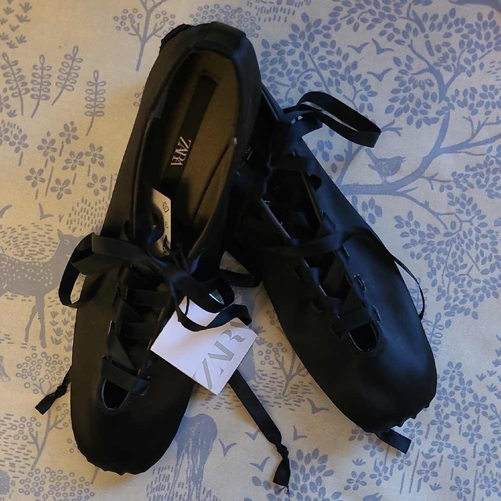 Zara Black Ribbon Flats